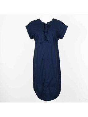J. Crew *Summer 2017* Navy Blue Lace-Up Shirtdress XS Extra Small